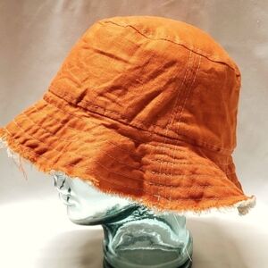 Handmade linen raw edge reversible bucket hat